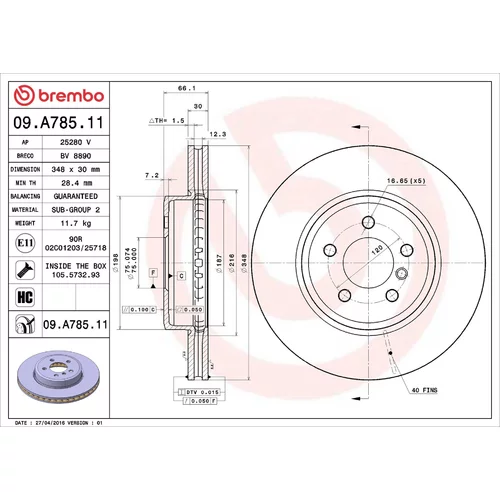 Brzdový kotúč BREMBO 09.A785.11