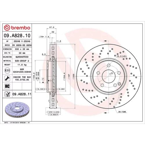 Brzdový kotúč BREMBO 09.A828.11