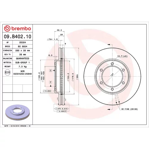 Brzdový kotúč BREMBO 09.B402.10