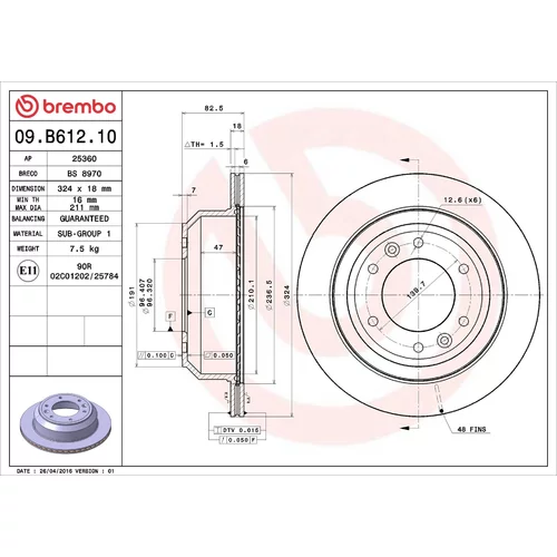 Brzdový kotúč BREMBO 09.B612.10