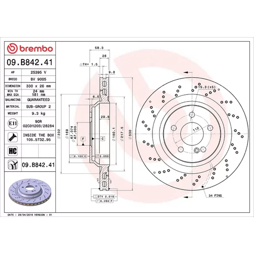 Brzdový kotúč BREMBO 09.B842.41