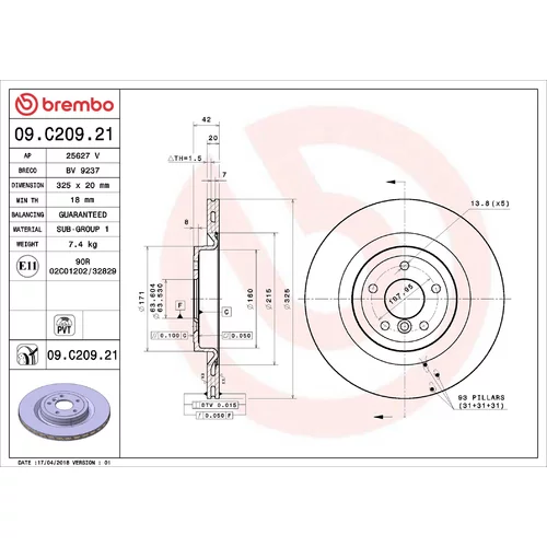 Brzdový kotúč BREMBO 09.C209.21