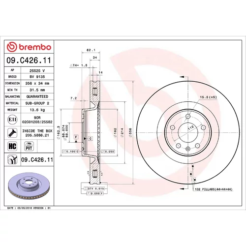 Brzdový kotúč BREMBO 09.C426.11