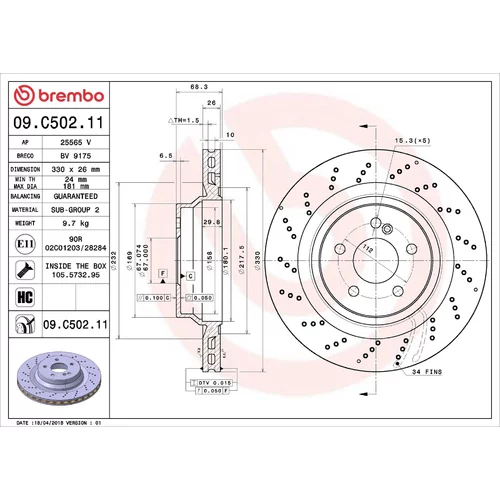 Brzdový kotúč BREMBO 09.C502.11