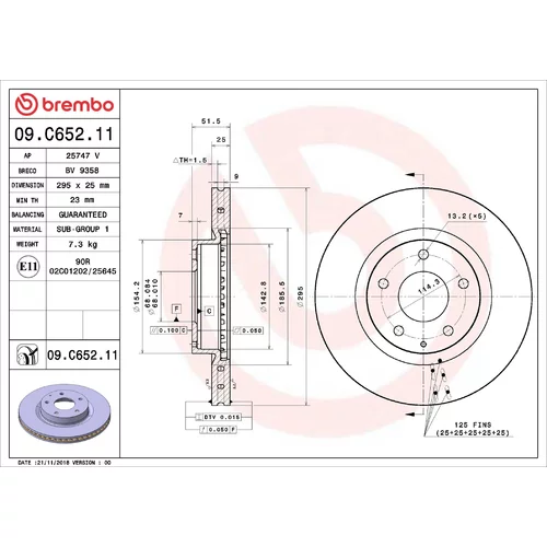 Brzdový kotúč BREMBO 09.C652.11