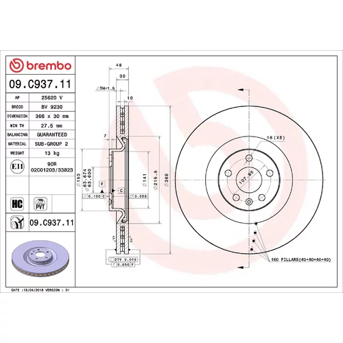 Brzdový kotúč BREMBO 09.C937.11