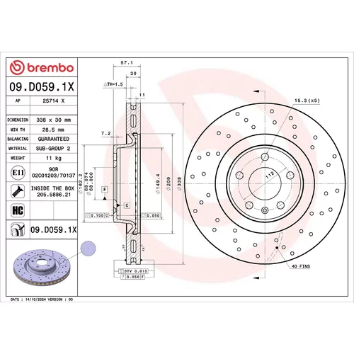 Brzdový kotúč BREMBO 09.D059.1X