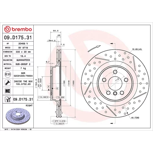 Brzdový kotúč BREMBO 09.D175.31