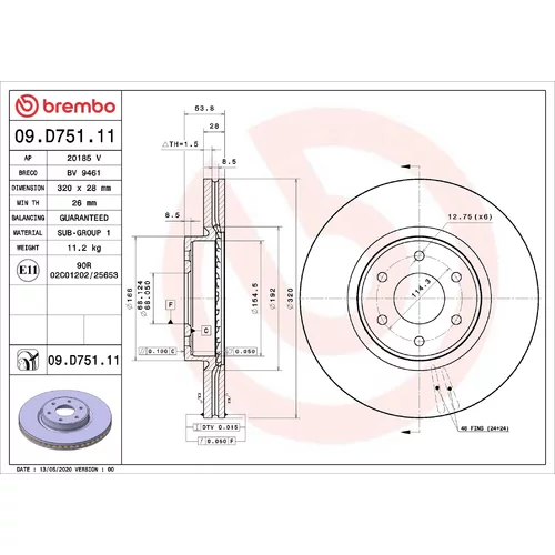 Brzdový kotúč BREMBO 09.D751.11