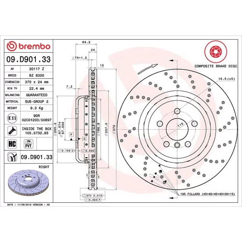 Brzdový kotúč BREMBO 09.D901.33