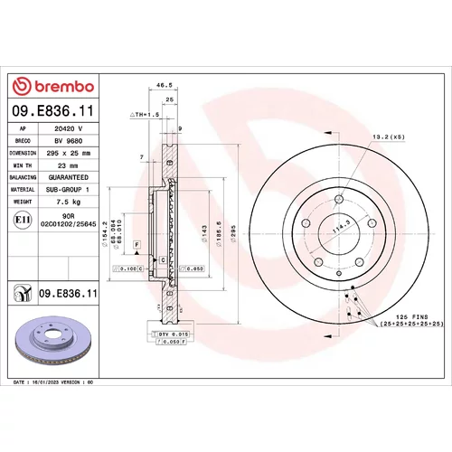 Brzdový kotúč BREMBO 09.E836.11