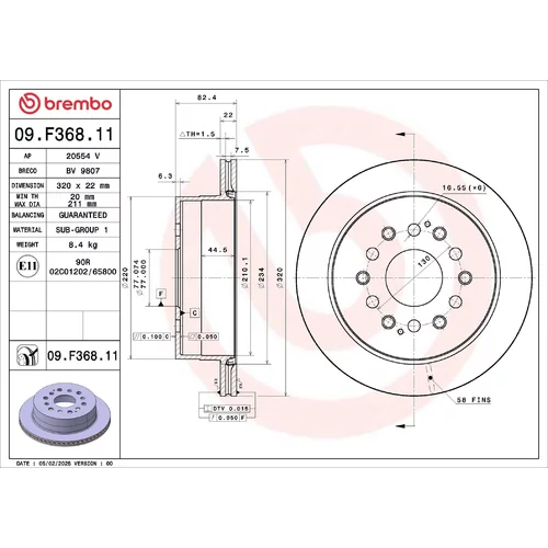 Brzdový kotúč BREMBO 09.F368.11