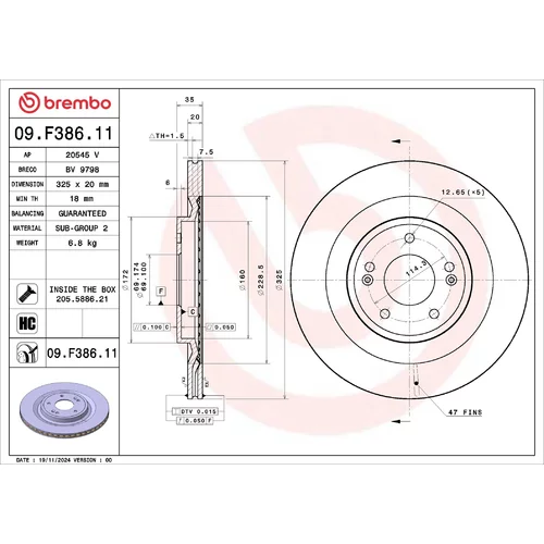 Brzdový kotúč BREMBO 09.F386.11