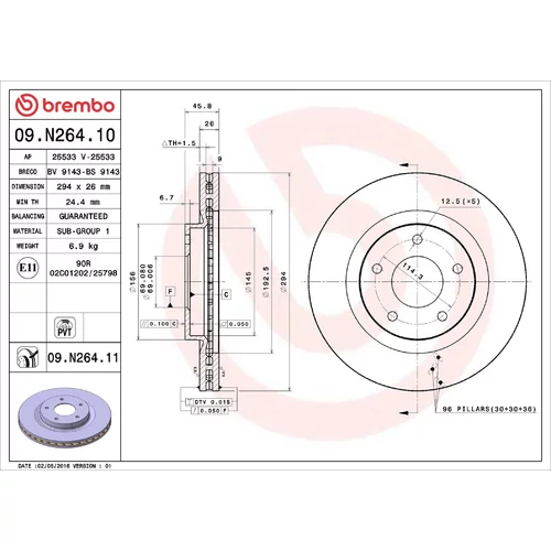 Brzdový kotúč BREMBO 09.N264.11