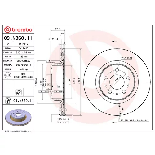 Brzdový kotúč BREMBO 09.N360.11