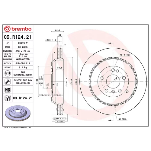 Brzdový kotúč BREMBO 09.R124.21