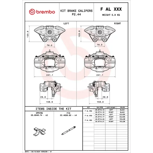 Brzdový strmeň BREMBO F AL H52