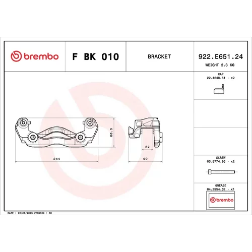 Sada držiakov brzd. strmeňov F BK 010 /BREMBO/ - obr. 1