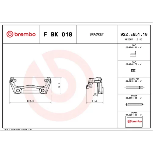 Sada držiakov brzd. strmeňov F BK 018 /BREMBO/ - obr. 1