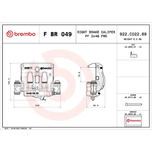 Brzdový strmeň F BR 049 /BREMBO/ - obr. 1