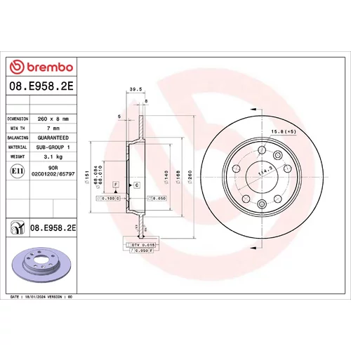 Sada bŕzd, Kotúčová brzda BREMBO KT 08 040