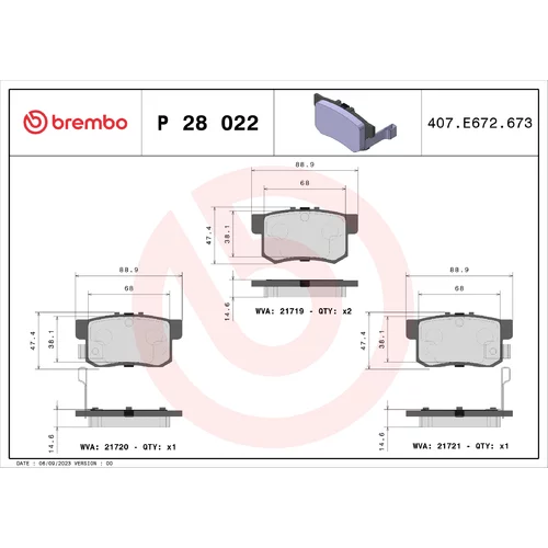 Sada brzdových platničiek kotúčovej brzdy BREMBO P 28 022
