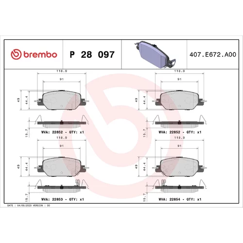 Sada brzdových platničiek kotúčovej brzdy P 28 097 /BREMBO/