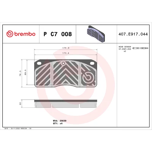 Sada brzdových platničiek kotúčovej brzdy BREMBO P C7 008
