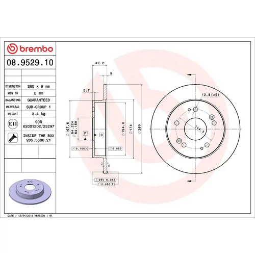 Brzdový kotúč BREMBO 08.9529.10