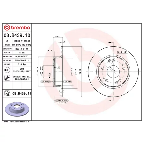 Brzdový kotúč BREMBO 08.B439.11