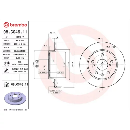 Brzdový kotúč BREMBO 08.C046.11