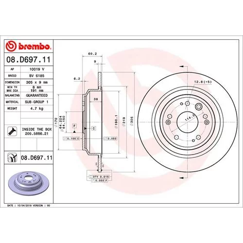 Brzdový kotúč BREMBO 08.D697.11