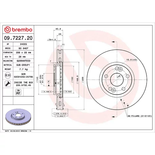 Brzdový kotúč 09.7227.20 /BREMBO/