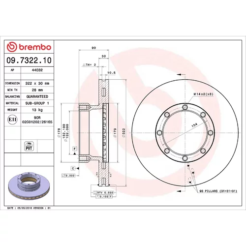 Brzdový kotúč BREMBO 09.7322.10