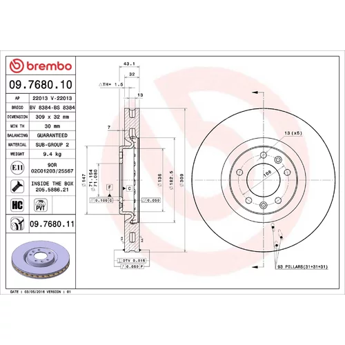 Brzdový kotúč BREMBO 09.7680.11