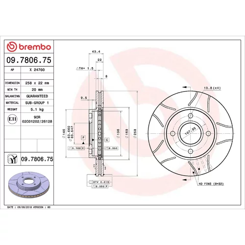 Brzdový kotúč BREMBO 09.7806.75
