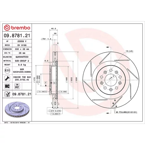 Brzdový kotúč BREMBO 09.8781.21