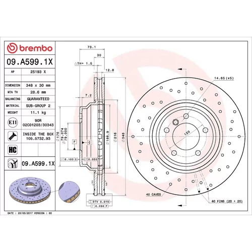 Brzdový kotúč BREMBO 09.A599.1X