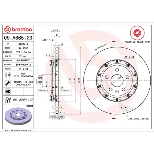 Brzdový kotúč BREMBO 09.A665.23
