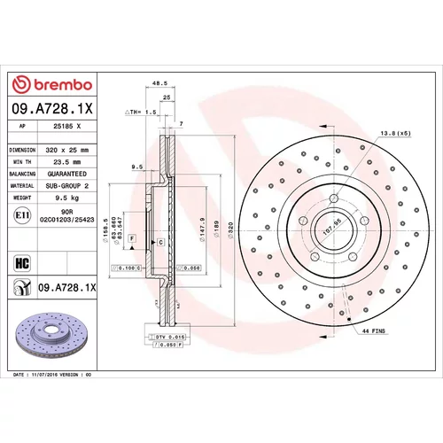 Brzdový kotúč BREMBO 09.A728.1X