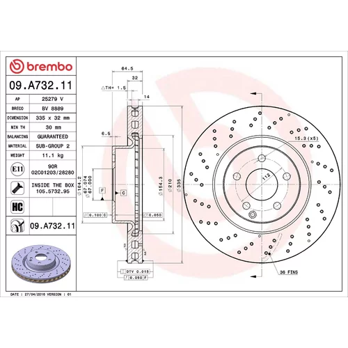 Brzdový kotúč BREMBO 09.A732.11