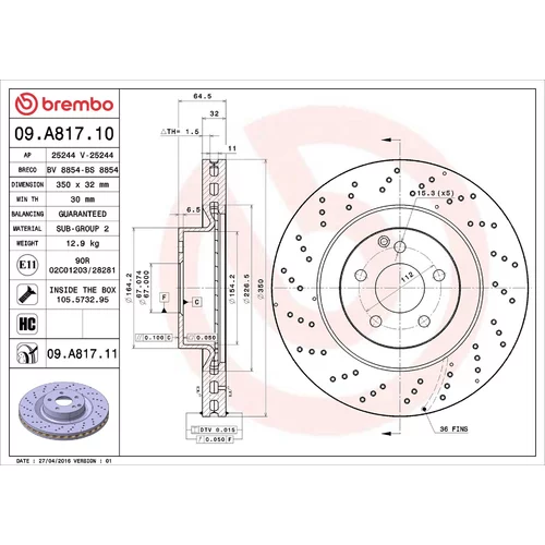 Brzdový kotúč BREMBO 09.A817.11