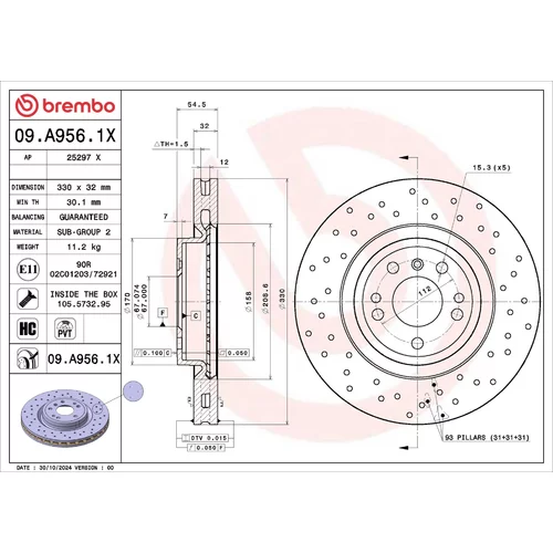 Brzdový kotúč BREMBO 09.A956.1X