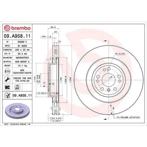 Brzdový kotúč BREMBO 09.A958.11