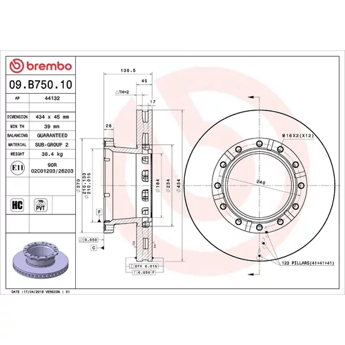Brzdový kotúč BREMBO 09.B750.10