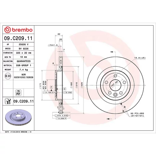 Brzdový kotúč BREMBO 09.C209.11
