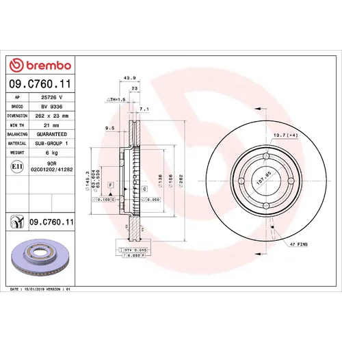 Brzdový kotúč BREMBO 09.C760.11