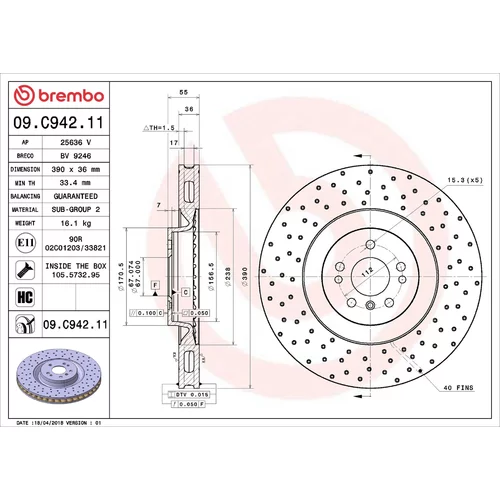 Brzdový kotúč BREMBO 09.C942.11