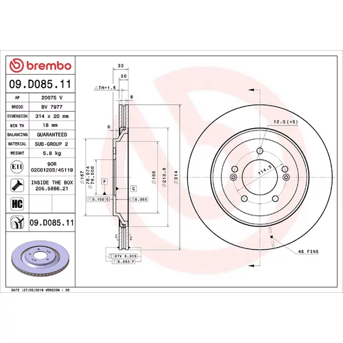 Brzdový kotúč BREMBO 09.D085.11