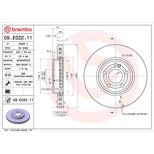 Brzdový kotúč BREMBO 09.E022.11